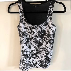 Express Black and White Floral Tank Top Small